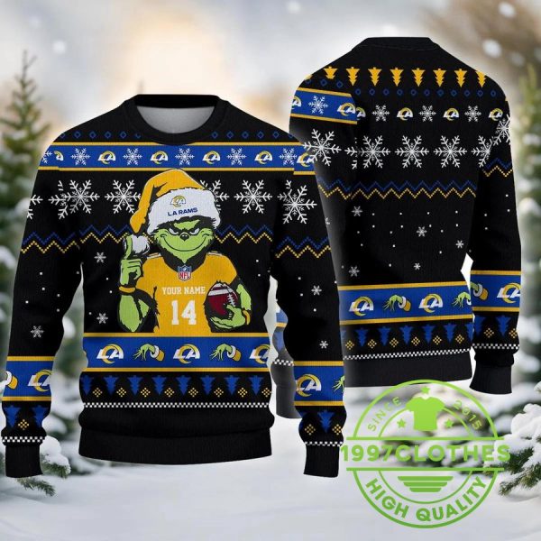 Los Angeles Rams Custom Chrismas Ugly Sweater, Los Angeles Rams Ugly Sweater, NFL Ugly Sweater