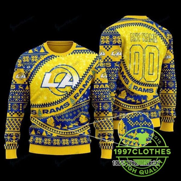 Los Angeles Rams Customs Christmas Ugly Sweater, Los Angeles Rams Ugly Sweater, NFL Ugly Sweater