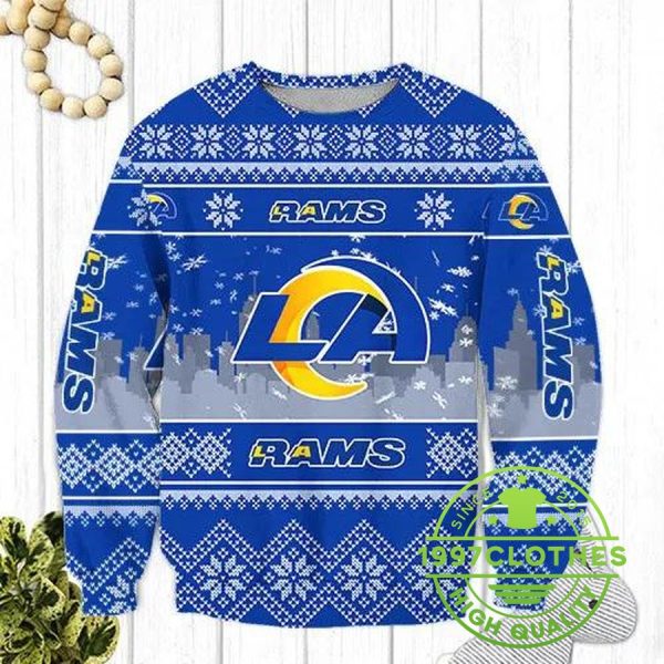 Los Angeles Rams Ugly Christmas Sweater, Los Angeles Rams Ugly Sweater, NFL Ugly Sweater