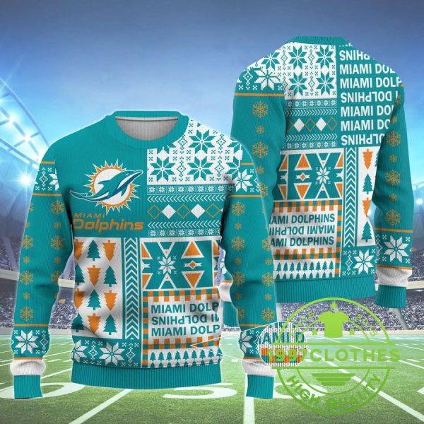 Miami Dolphins NFL Ugly Christmas Sweater, Miami Dolphins Ugly Sweater, NFL Ugly Sweater