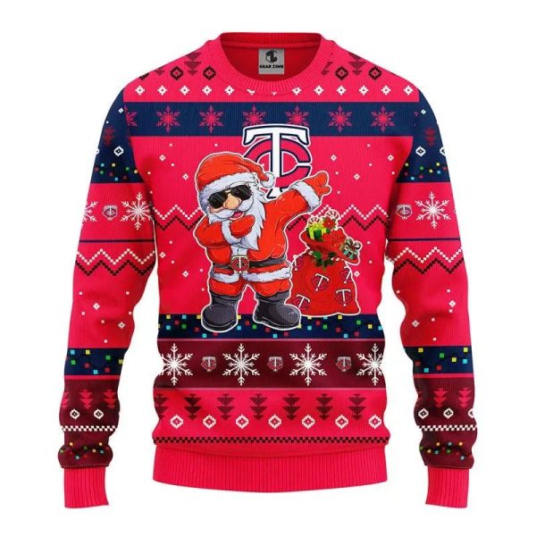 Minnesota Twins Dabbing Santa Claus Ugly Christmas Sweater, Minnesota Twins Ugly Sweater, MLB Christmas Sweater