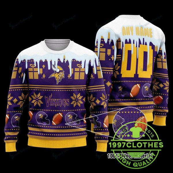 Minnesota Vikings Customs Ugly Christmas Sweater, Minnesota Vikings Ugly Sweater, NFL Ugly Sweater