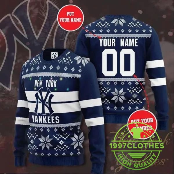 Mlb New York Yankees Custom Ugly Christmas Sweater, New York Yankees Ugly Sweater, MLB Christmas Sweater