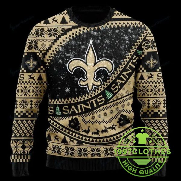 New Orleans Saints Christmas Ugly Sweater, New Orleans Saints Ugly Sweater, NFL Ugly Sweater