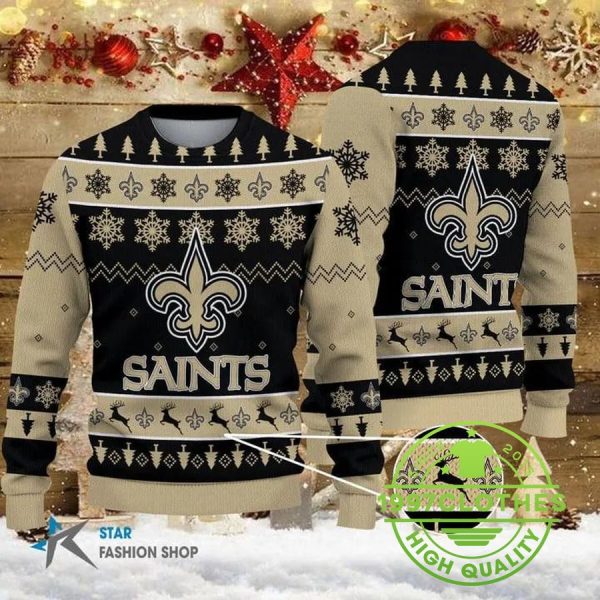 New Orleans Saints NFL Christmas Ugly Sweater, New Orleans Saints Ugly Sweater, NFL Ugly Sweater