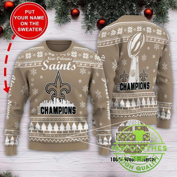 New Orleans Saints Personalized Ugly Sweater, New Orleans Saints Ugly Sweater, NFL Ugly Sweater