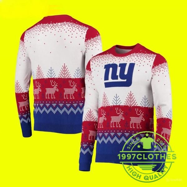 New York Giants Big Logo Ugly Christmas Sweater, New York Giants Ugly Sweater, NFL Ugly Sweater