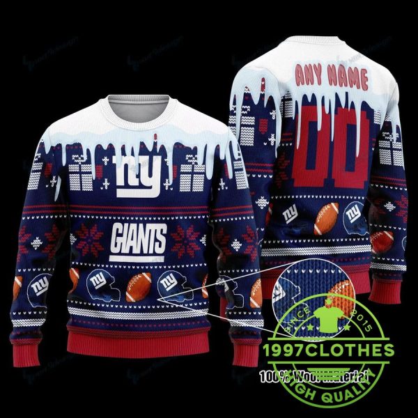 New York Giants Customs Ugly Christmas Sweater, New York Giants Ugly Sweater, NFL Ugly Sweater