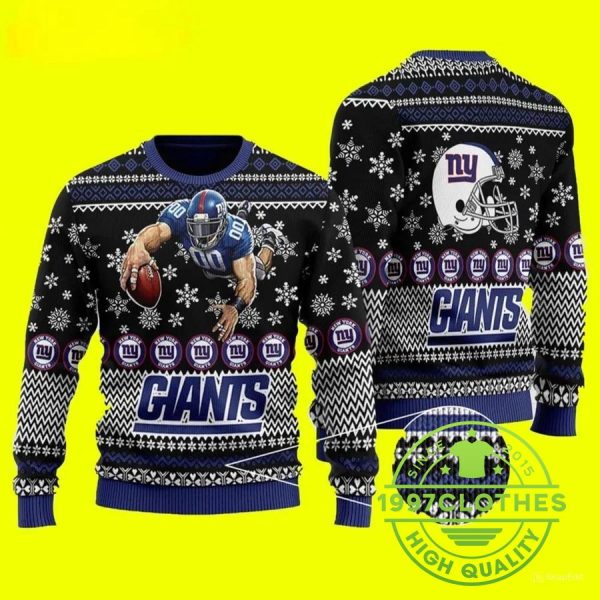 New York Giants Snow Ugly Christmas Sweater, New York Giants Ugly Sweater, NFL Ugly Sweater