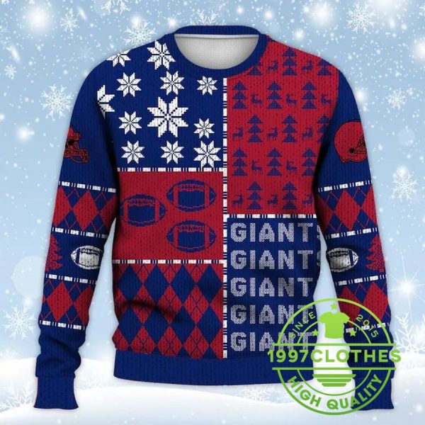 New York Giants Ugly Sweater Christmas, New York Giants Ugly Sweater, NFL Ugly Sweater