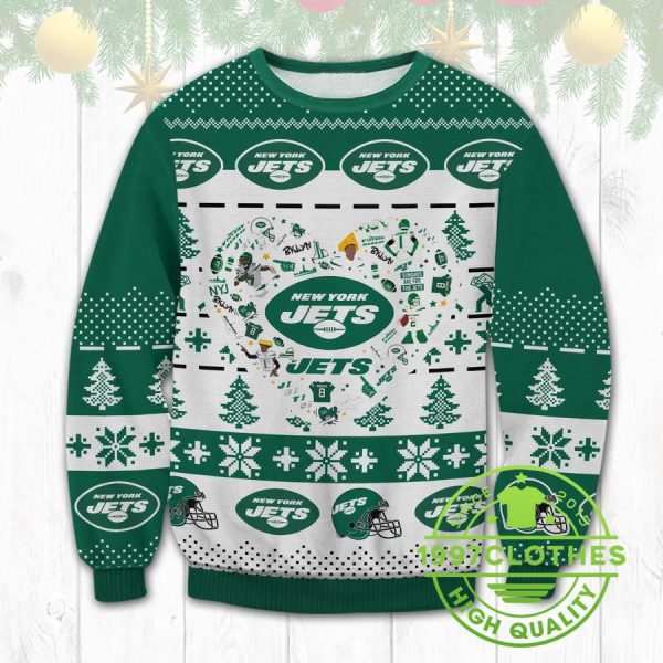 New York Jets Ugly Christmas Sweater, New York Jets Ugly Sweater, NFL Ugly Sweater