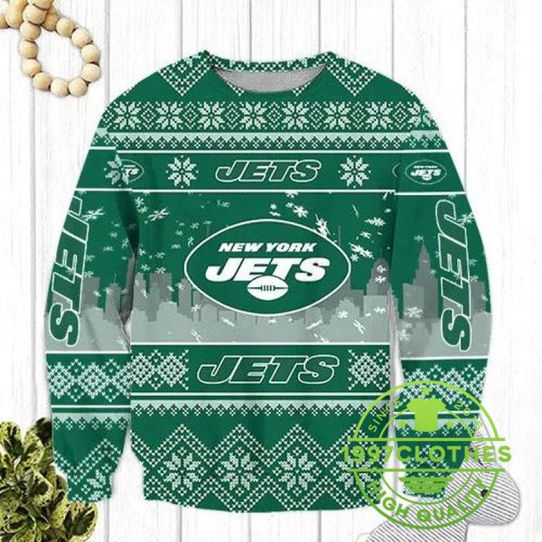 New York Jets Ugly Christmas Sweater, New York Jets Ugly Sweater, NFL Ugly Sweater