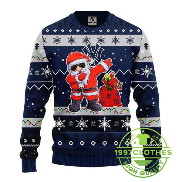 New York Yankees Dabbing Santa Claus Ugly Christmas Sweater, New York Yankees Ugly Sweater, MLB Christmas Sweater