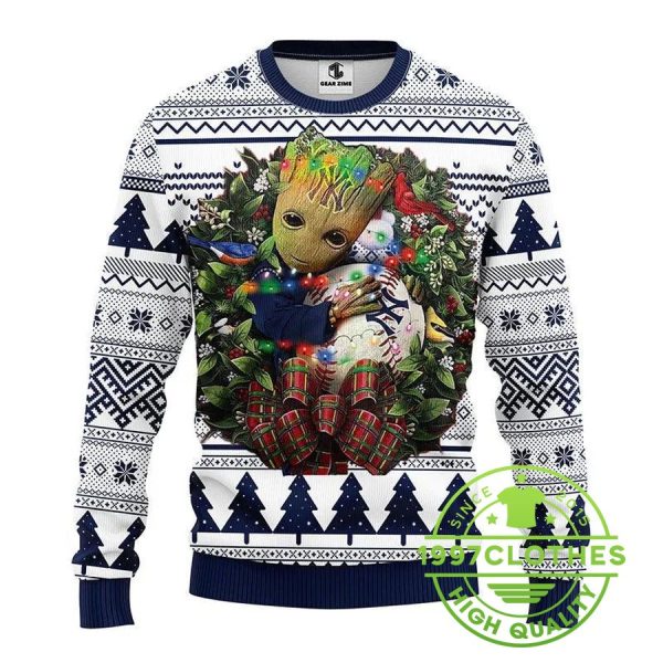 New York Yankees Groot Hug Ugly Christmas Sweater, New York Yankees Ugly Sweater, MLB Christmas Sweater