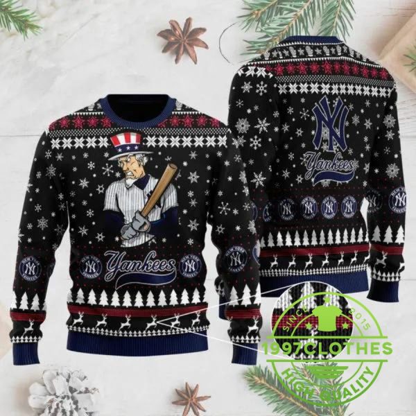 New York Yankees Mascot Ugly Christmas Sweater, New York Yankees Ugly Sweater, MLB Christmas Sweater