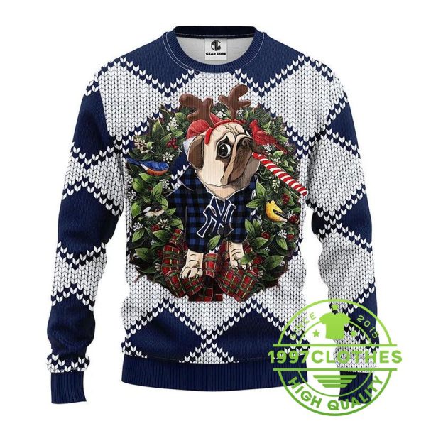 New York Yankees Pub Dog Ugly Christmas Sweater, New York Yankees Ugly Sweater, MLB Christmas Sweater