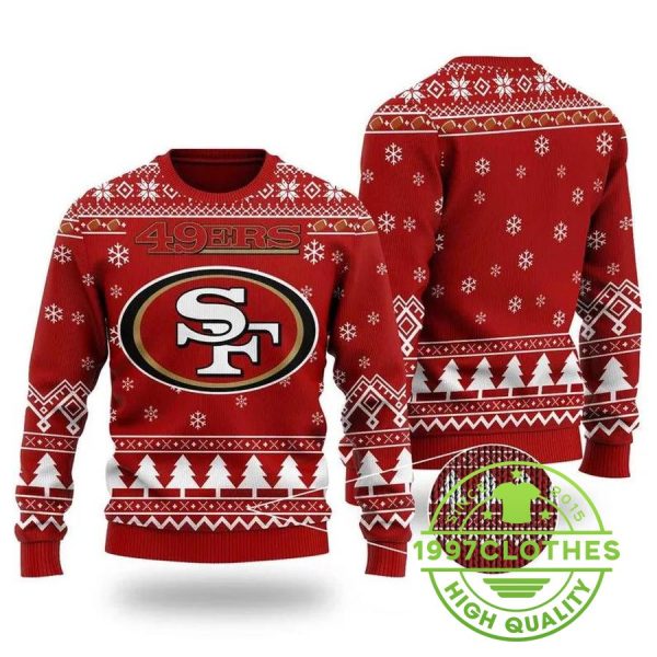 Nfl San Francisco 49ers Big Logo Ugly Christmas Sweater, San Francisco 49ers Ugly Sweater, NFL Ugly Sweater