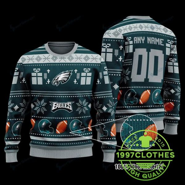 Philadelphia Eagles Customs Ugly Christmas Sweater, Philadelphia Eagles Ugly Sweater, NFL Ugly Sweater