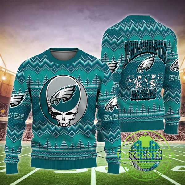 Philadelphia Eagles Grateful Ugly Sweater, Philadelphia Eagles Ugly Sweater, NFL Ugly Sweater