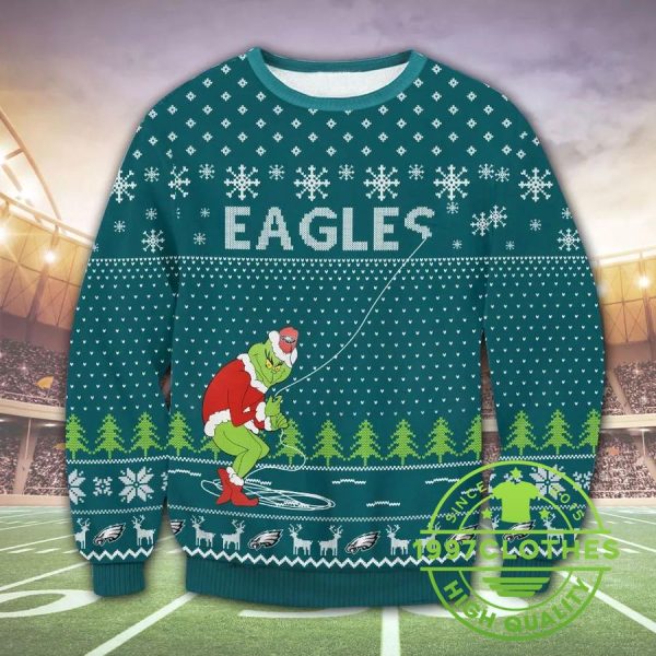 Philadelphia Eagles Grinch Ugly Christmas Sweater, Philadelphia Eagles Ugly Sweater, NFL Ugly Sweater