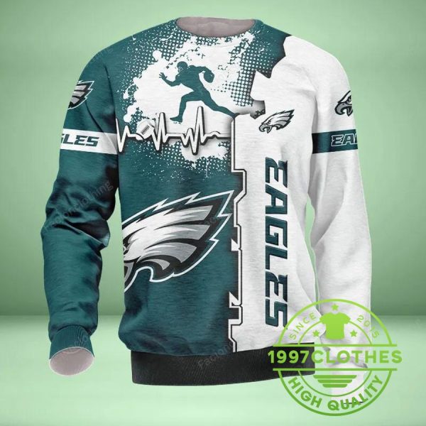 Philadelphia Eagles Heart Rate Ugly Christmas Sweater, Philadelphia Eagles Ugly Sweater, NFL Ugly Sweater