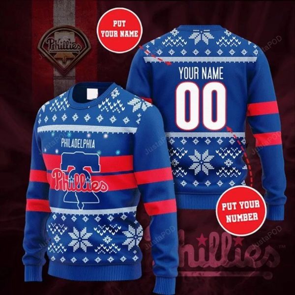 Philadelphia Phillies Custom Ugly Christmas Sweater, Philadelphia Phillies Ugly Sweater, MLB Christmas Sweater