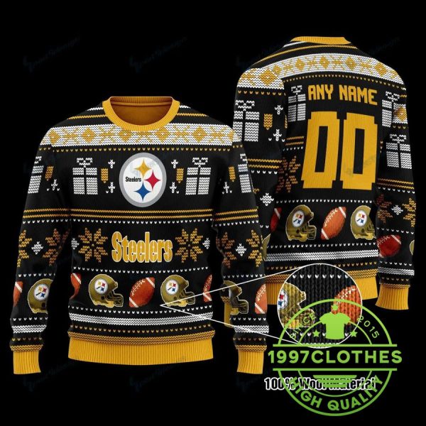 Pittsburgh Steelers Customs Christmas Ugly Sweater, Pittsburgh Steelers Ugly Sweater, NFL Ugly Sweater