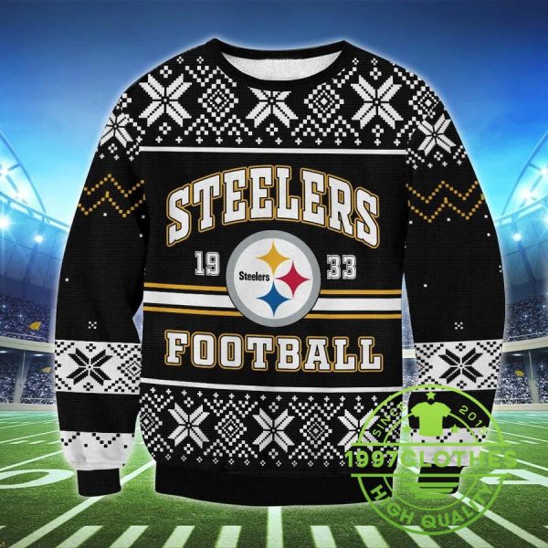 Pittsburgh Steelers Football 1933 Ugly Christmas Sweater, Pittsburgh Steelers Ugly Sweater, NFL Ugly Sweater