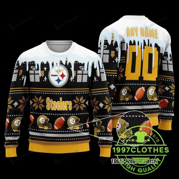 Pittsburgh Steelers Personalized Ugly Christmas Sweater, Pittsburgh Steelers Ugly Sweater, NFL Ugly Sweater