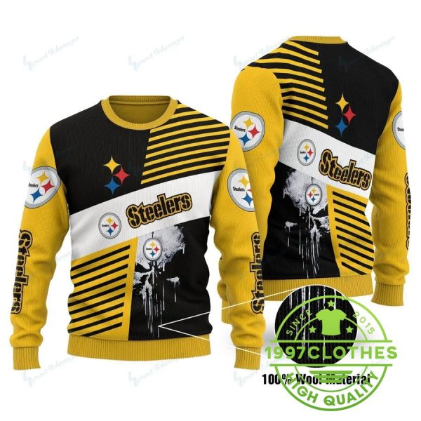 Pittsburgh Steelers Skull Ugly Sweater, Pittsburgh Steelers Ugly Sweater, NFL Ugly Sweater