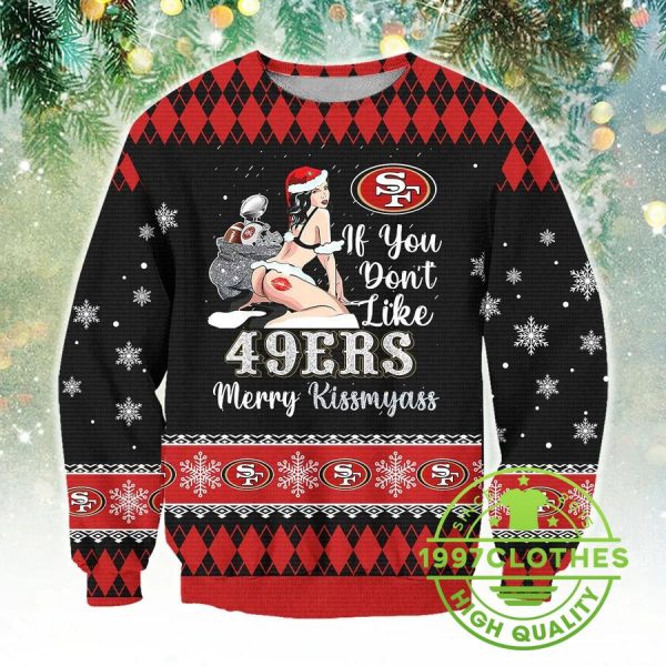 San Francisco 49Ers Kissmyass Ugly Sweater, San Francisco 49ers Ugly Sweater, NFL Ugly Sweater