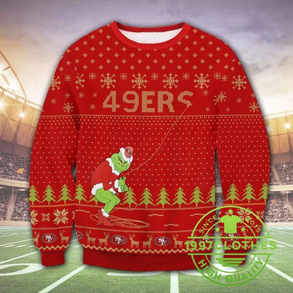 San Francisco 49Ers The Grinch Christmas Sweater, San Francisco 49ers Ugly Sweater, NFL Ugly Sweater