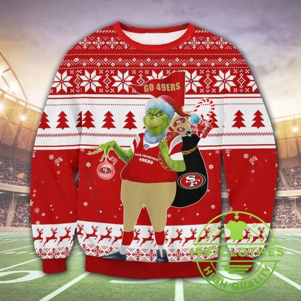 San Francisco 49ErsThe Grinch Ugly Christmas Sweater, San Francisco 49ers Ugly Sweater, NFL Ugly Sweater