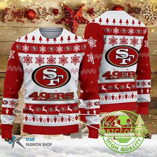 San Francisco 49ers Big Logo NFL Ugly Sweater, San Francisco 49ers Ugly Sweater, NFL Ugly Sweater