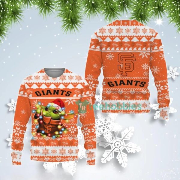 San Francisco Giants Cute Baby Yoda Star Wars Ugly Christmas Sweater, San Francisco Giants Ugly Sweater, MLB Christmas Sweater