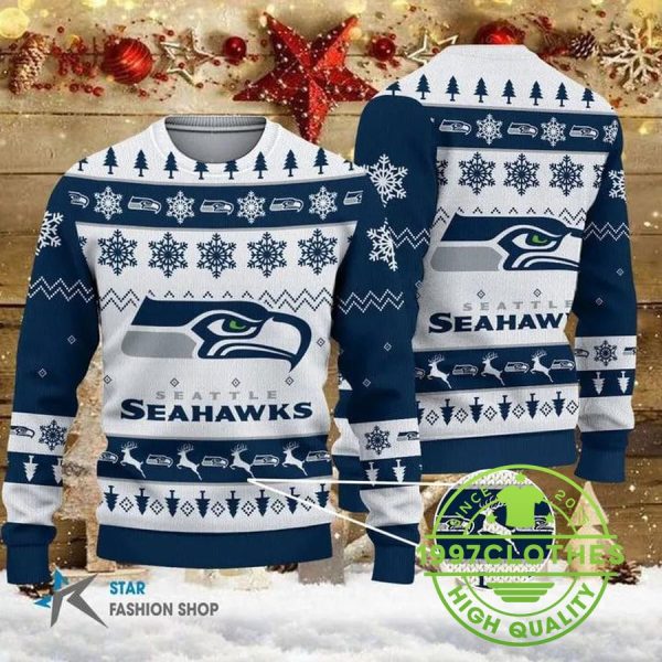 Seattle Seahawks Christmas Ugly Sweater, Seattle Seahawks Ugly Sweater, NFL Ugly Sweater