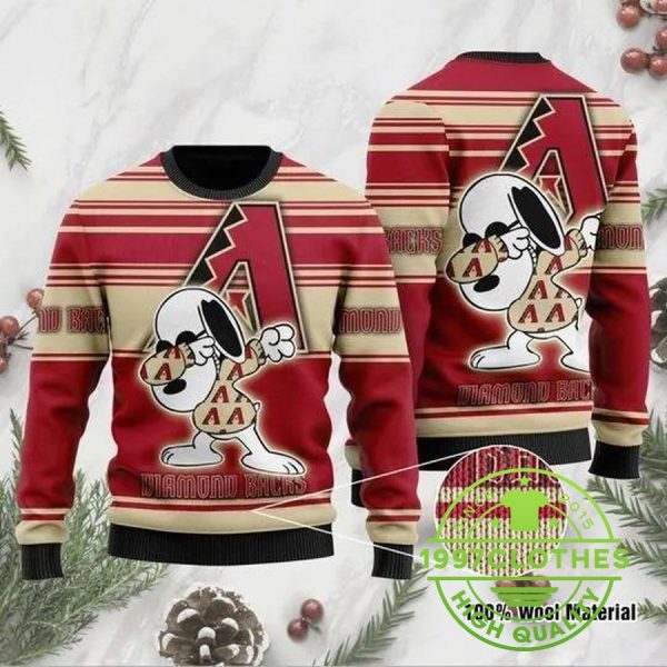 Snoopy Dab Arizona Diamondbacks MLB Christmas Ugly Sweater, Arizona Diamondbacks Ugly Sweater, MLB Christmas Sweater