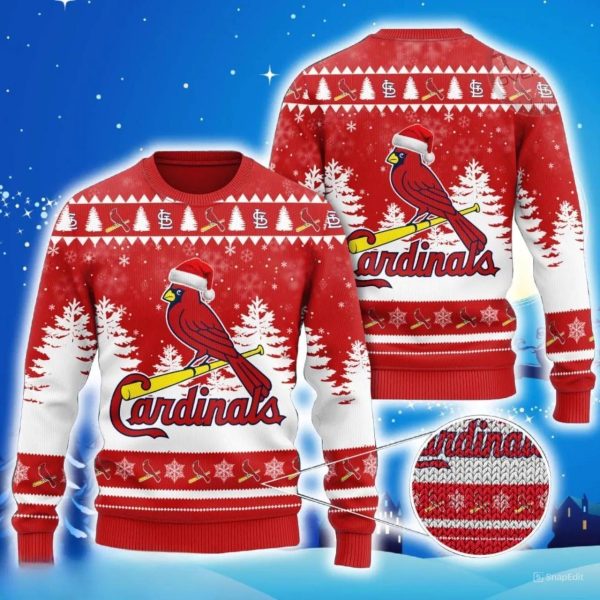 St. Louis Cardinals Santa Hat Ugly Christmas Sweater, St. Louis Cardinals Ugly Sweater, MLB Christmas Sweater