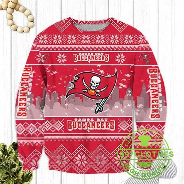 Tampa Bay Buccaneers Big Logo Ugly Christmas Sweater, Tampa Bay Buccaneers Ugly Sweater, NFL Ugly Sweater