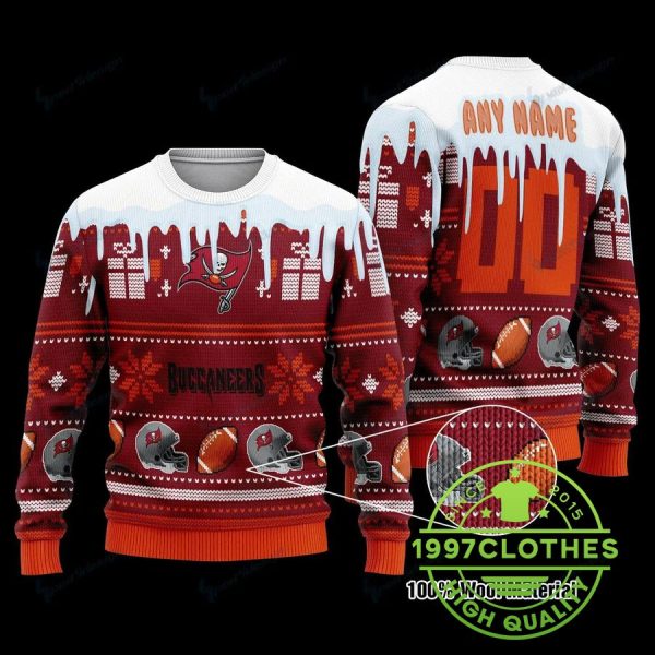 Tampa Bay Buccaneers Personalized Ugly Christmas Sweater, Tampa Bay Buccaneers Ugly Sweater, NFL Ugly Sweater