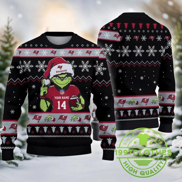 Tampa Bay Buccaneers The Grinch Custom Ugly Chrismas Sweater, Tampa Bay Buccaneers Ugly Sweater, NFL Ugly Sweater