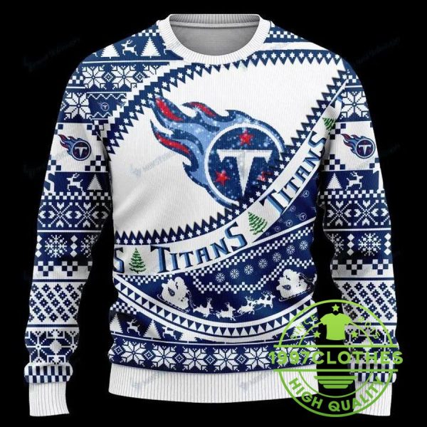 Tennessee Titans Big Logo Ugly Christmas Sweater, Tennessee Titans Ugly Sweater, NFL Ugly Sweater