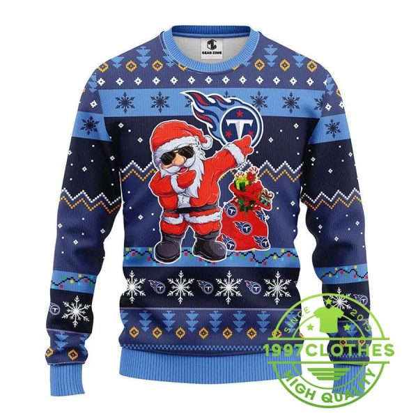 Tennessee Titans Dabbing Santa Claus Ugly Christmas Sweater, Tennessee Titans Ugly Sweater, NFL Ugly Sweater