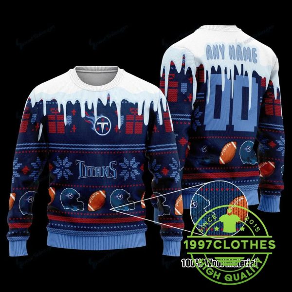 Tennessee Titans Personalized Ugly Christmas Sweater, Tennessee Titans Ugly Sweater, NFL Ugly Sweater