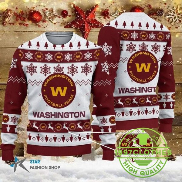 Washington Commanders Big Logo Ugly Christmas Sweater, Washington Commanders Ugly Sweater, NFL Ugly Sweater