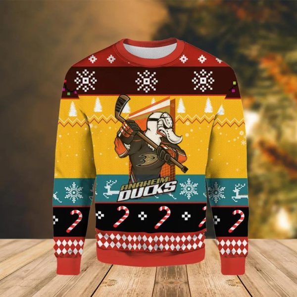 Anaheim Ducks Bardown Reverse Ugly Christmas Sweater, Anaheim Ducks Ugly Sweater, NHL Ugly Sweater