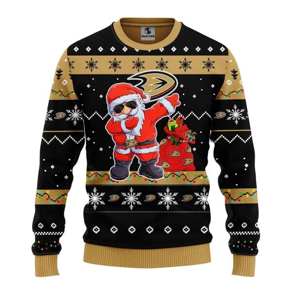 Anaheim Ducks Dabbing Santa Claus Ugly Christmas Sweater, Anaheim Ducks Ugly Sweater, NHL Ugly Sweater