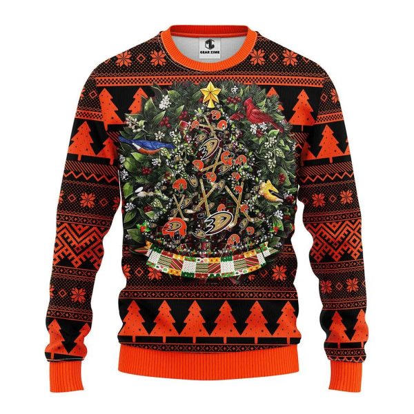 Anaheim Ducks Tree Ball Ugly Christmas Sweater, Anaheim Ducks Ugly Sweater, NHL Ugly Sweater