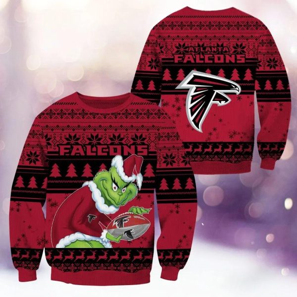 Atlanta Falcons Grinch Stolen Ugly Christmas Sweater, Atlanta Falcons Ugly Sweater, NFL Ugly Sweater