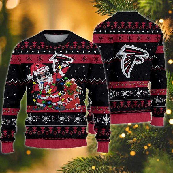 Atlanta Falcons Santa Claus Dabbing Ugly Christmas Sweater, Atlanta Falcons Ugly Sweater, NFL Ugly Sweater